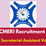 CSIR CMERI Recruitment 2025 – Junior Secretariat Assistant Vacancies